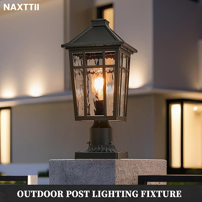 Outdoor Light Post Black Outdoor Post Light Fixtures Waterproof Aluminum Pillar Lights Outdoor 13.6 Inch Height 2-Pack
