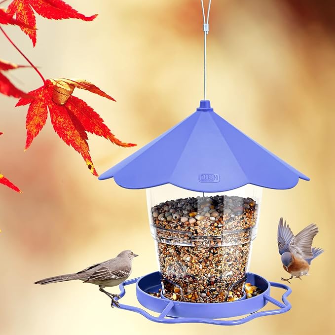Hanizi Wild Bird Feeders for Outside, Hanging Bird Feeder Squirrel Proof, Outdoor Birds Feeders Wild Bird Seed, Garden Yard Decoration (Purple)