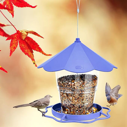 Hanizi Wild Bird Feeders for Outside, Hanging Bird Feeder Squirrel Proof, Outdoor Birds Feeders Wild Bird Seed, Garden Yard Decoration (Purple)