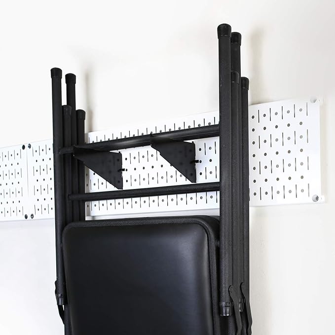 Wall Control Garage Storage Rack Lawn & Garden Tool Organization Wall Mount Organizer - Easy to Install 64" Wide Home & Garage Metal Peg Board Set (White Pegboard)