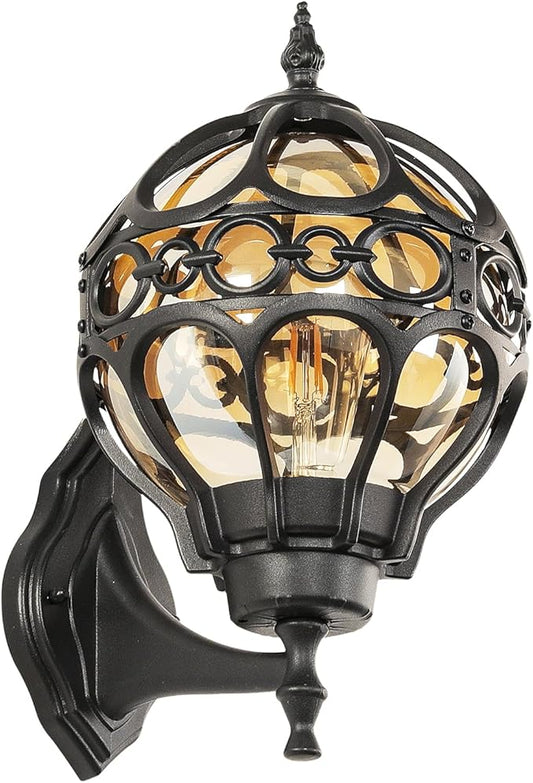 Globe Outdoor Wall Lights Fixtures, Anti Rust Black Sphere Porch Wall Light,Aluminum Waterproof Outside spherical hardwired Lights for House Patio Porch Backyard Garage Front Door No Sensor,Large