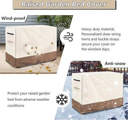 Outdoor Raised Garden Bed Winter Cover with Split Zipper,Waterproof Heavy Duty Cover for 48 x 24 x 30 inch Elevated Wood Planter Box Stand(Beige,Covers only)