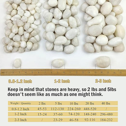 FANTIAN 40 lbs White River Rocks for Landscaping, 1-2 Inch Polished Pebbles for Indoor Plants, Decorative White Stones for Plants, Vase, Aquarium, Fish Tank and Garden