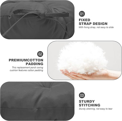 Porch Swing Cushions,Outdoor Cushions 3 Seater Replacement with Backrest, Waterproof Thickened Bench Cushion with Ties for Porch, Patio,Outdoor, Backyard and Garden (Dark Gray 40 * 40 in)