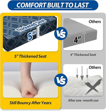 AAAAAcessories Outdoor Seat Cushions for Chairs, Fade-Resistant, Waterproof Patio Furniture Replacement Cushions, 25.5" x 25.5" x 5" + 25.5" x 19", Slate Blue Vine Trellis