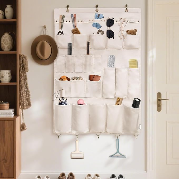 Canvas Wall Organizer for Garden Tool, Hand Tools, Stationery, Craft Items and Sewing Supplies,Natural