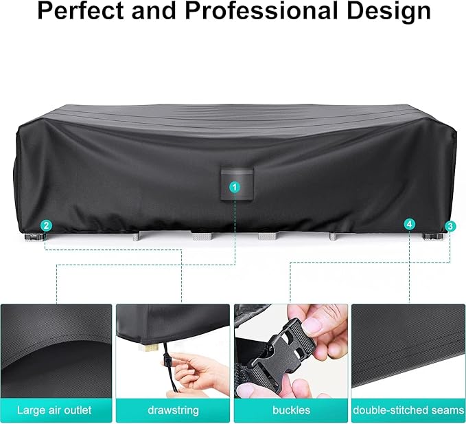 Patio Furniture Covers, Heavy Duty Outdoor Furniture Cover Waterproof, Sectional Sofa Set Covers Table and Chair Set Cover, 128"L×83"W×28"H