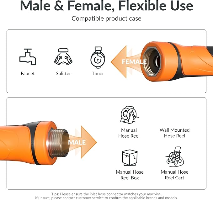 Giraffe Tools Garden Hose 5/8", Water Hose Heavy Duty, Flexible, Lightweight Hybrid Hose with Swivel Handle, 10ft Male to Female Fittings, Burst 600 PSI, Short Leader Hose