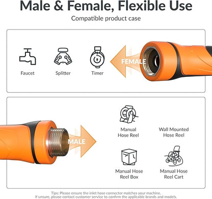 Giraffe Tools Garden Hose 5/8", Water Hose Heavy Duty, Flexible, Lightweight Hybrid Hose with Swivel Handle, 5ft Male to Female Fittings, Burst 600 PSI, Short Leader Hose