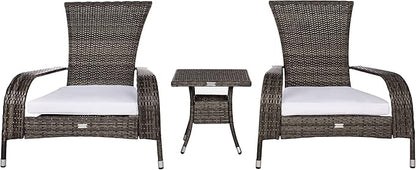 SAFAVIEH Outdoor Collection Edna Grey Brown/White Cushion 3-Piece Lounge Set with Table (PAT7719C)