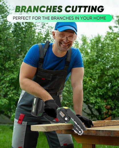 Saker Mini Chainsaw,2026 New Upgrade Electric Chainsaws,Portable Chain Saw Cordless Battery Powered,Small Handheld Chain Saws Pruning Shears Saw for Wood Tree Branches,Courtyard and Garden