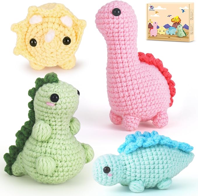Crochetta Crochet Kit for Beginners, Crochet Starter Kits for Adults, Amigurumi Craft Knitting Crocheting Kits with Step-by-Step Video Tutorials, 6 Pc Hanging Potted Plants Family(40%+ Yarn