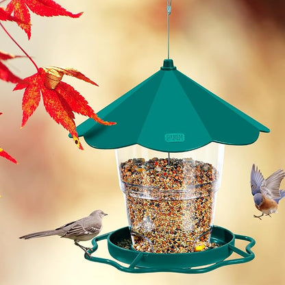 Hanizi Wild Bird Feeders for Outside, Hanging Bird Feeder Squirrel Proof, Outdoor Birds Feeders Wild Bird Seed, Garden Yard Decoration (Green)