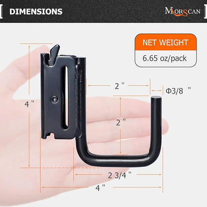 6 Pack 2" E Track J Hooks Heavy Duty Black Steel E-Track Tie Down Accessories for Box Truck, Enclosed Trailer, Garage, Vans, Warehouse, Workshop