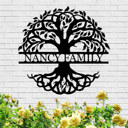 Tree of Life Wall Art, Custom Family Name Sign, Family Tree Wall Decor, Personalized Last Name Sign, Metal Wall Art for Living Room, Bedroom, Indoor, Outdoor, Housewarming Gift
