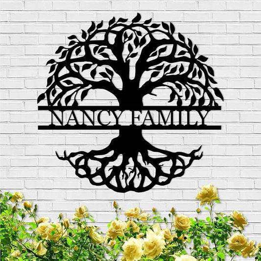 Tree of Life Wall Art, Custom Family Name Sign, Family Tree Wall Decor, Personalized Last Name Sign, Metal Wall Art for Living Room, Bedroom, Indoor, Outdoor, Housewarming Gift