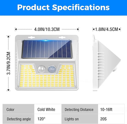 Peasur Solar Lights Outdoor Motion Sensor, 12Pack 140LED Waterproof Solar Powered Fence Lights, 3 Modes Solar Security Wall Lights for Garden Yard Outside(Warm White)