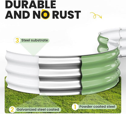 Galvanized Raised Garden Bed 2pcs 2×2×1 FT, Round Metal Raised Garden Bed Outdoor Planter Box with Open Bottom, Rust-Resistant Steel Garden Bed for Vegetables Herbs Flowers, Easy Assembly