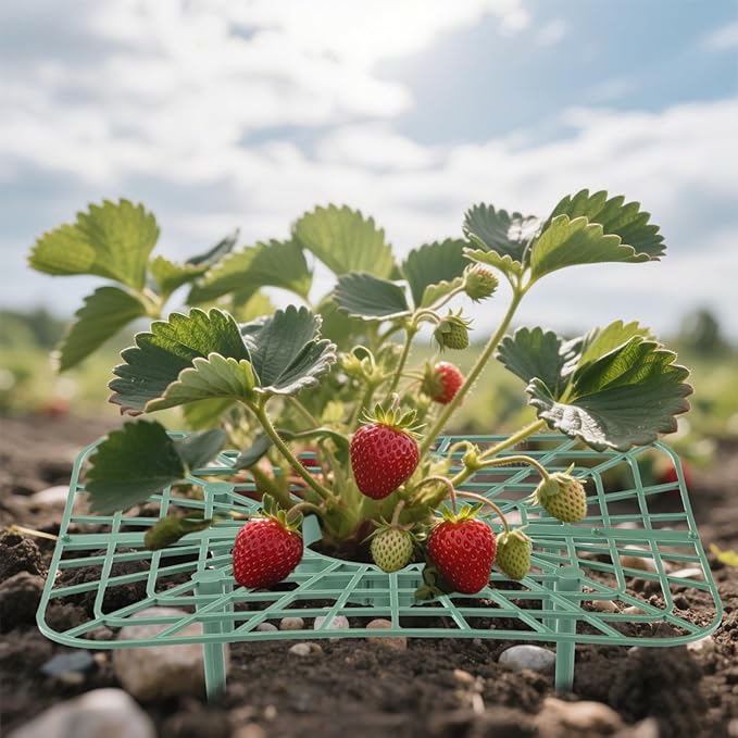 5 Sets Strawberry Supports with Plant Protectors Set, Strawberry Growing Racks Sets with Iron Plant Nails and Storage Bag Strawberry Planting Stand for Garden Vegetables