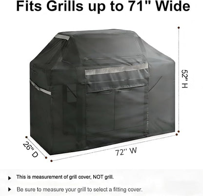 72 Inch Waterproof BBQ Grill Cover - UV Fade Resistant Heavy Duty Black Cover, Outdoor Patio Grill Cover for Weber Char-Broil Nexgrill