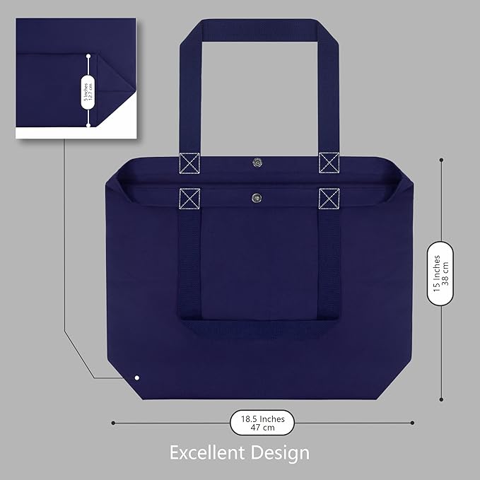 TOPDesign 6-Pack Canvas Tote Bags with Magnetic Snap, Reusable Grocery Shopping Bags, DIY Your Creative Designs