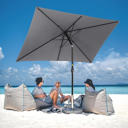 SUNVIVI OUTDOOR Patio Umbrella, Rectangular Patio Umbrella, Metal Pole Square Outdoor Umbrella with Crank and Push Button Tilt, Large Outdoor Umbrella with Polyester Canopy