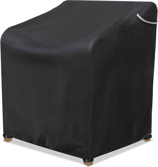 AKEfit Patio Chair Covers for Outdoor Furniture Waterproof 1 Pack,Heavy Duty Outdoor Chair Covers Waterproof for Lawn Lounge Seat, Wicker, Adirondack&Rocking Chairs,Black-25.5Wx25.5Dx47H inches
