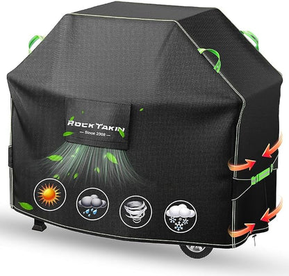 ROCKTAKIN Heavy Duty Grill Cover, BBQ Gas Grill Cover for Outdoor, Waterproof UV & Fade Resistant Windproof Barbecue Cover with Air Vents for Weber Charbroil Nexgrill and More (48" L x 27" W x 42" H)