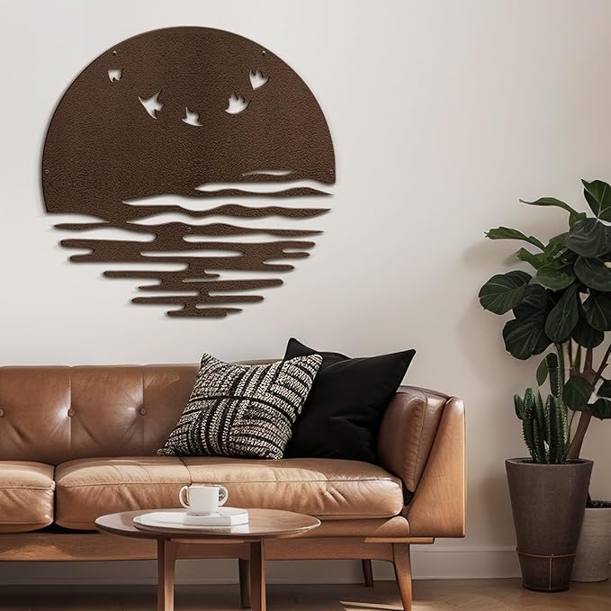 SIGNLEADER Metal Wall Art Decor Birds Minimalist Modern Abstract Wall Sculpture Hangings Home Decoration for Living Room, Bedroom, Bathroom, Kitchen, Outdoor - 18" Bronze