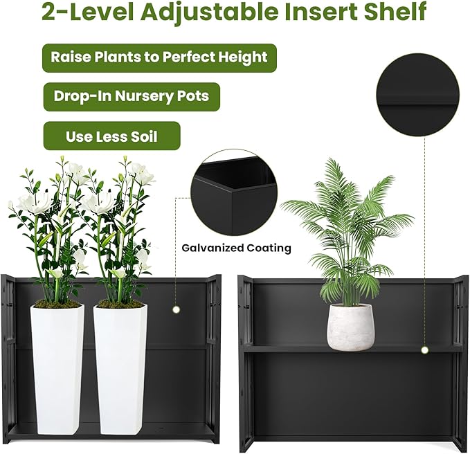 Nexum 30 Inch Tall Metal Planter Box for Outdoor/Indoor Use, Heavy Duty Galvanized Steel Vertical Planter, Modern Large Planter Boxes for Front Door, Porch & Patio (Rectangular Tall Planter)