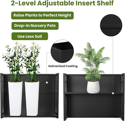 Nexum 30 Inch Tall Metal Planter Box for Outdoor/Indoor Use, Heavy Duty Galvanized Steel Vertical Planter, Modern Large Planter Boxes for Front Door, Porch & Patio (Rectangular Tall Planter)