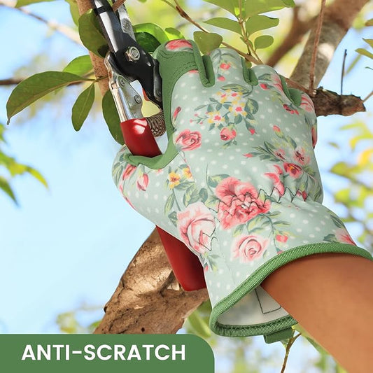 Pleneal Gardening Gloves for Women Men - Leather Garden Gloves Thorn Proof, Outdoor Protective Working Gloves for Weeding