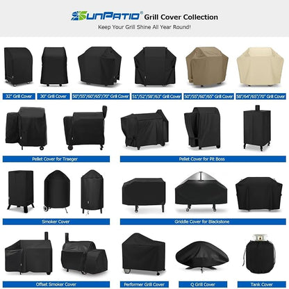 SunPatio 58 Inch Outdoor Grill Cover, Compatible for Weber Genesis II, Genesis 300 and II LX 300 Series Gas Grills, Heavy Duty Waterproof Barbecue Cover, Compared to Weber 7130, 58"W x 25"D x 44.5"H