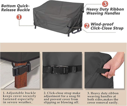 Porch Shield Waterproof Outdoor Bench Sofa Cover – Patio 2 Seater Loveseat Cover 56W x 31D x 33H inch, Black