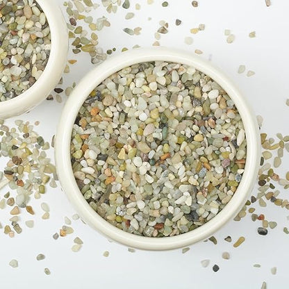 2lbs Natural Gravel Pebbles for Succulents and Cacti, 1/5 Inch Decorative River Stones – Perfect for Vases, Aquariums, Terrariums, and Outdoor Gardening, Mixed Colors (Jade, 2 Pounds)