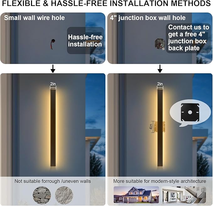 70.87 in Modern Outdoor Wall Lights, 3000K Linear Exterior Wall Light Wall Mount, IP65 Waterproof Long Wall Sconce Light for Front Door, Garage (Black)