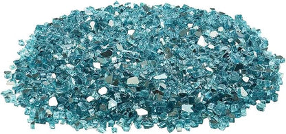 VEVOR Fire Glass, 20 LBS / 9 KG High-Temperature Resistant Fireplace Rocks, 1/2-Inch / 12.7 mm Reflective & Smokeless Firepit Glass Rock, High Luster Stone Landscaping for Fire Pit Table, Aqua Blue