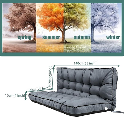 Replacement Cushions for Swing, Swing Cushions 3 Seater Replacement, Waterproof Thicken Washable Pad Cushion for Outdoor Indoor Furniture Swing Patio (Light Gray, 40x55 inch)