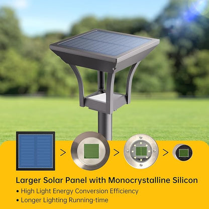 Solar Pathway Lights Outdoor, IP65 Waterproof Bright Solar Outdoor Lights, LED Solar Garden Lights Landscape Lighting for Walkway Lawn Patio Backyard (2 Pack, Warm & Cold White)