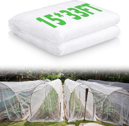 Garden Insect Netting for Raised Beds Extra Large Fruits Tree Netting Pest Barrier White Ultra Fine Mesh Row Bed Covers Net for Vegetable Fruit Protection from Insect Bird Animals(15X 33 ft)