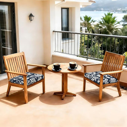 LVTXIII Outdoor Seat Cushions Set of 2 Square Chair Cushions with Ties, Patio Chair Pads for Home Office and Patio Garden Furniture Decoration 22"x22"x3", ‌Elegant Vines Navy