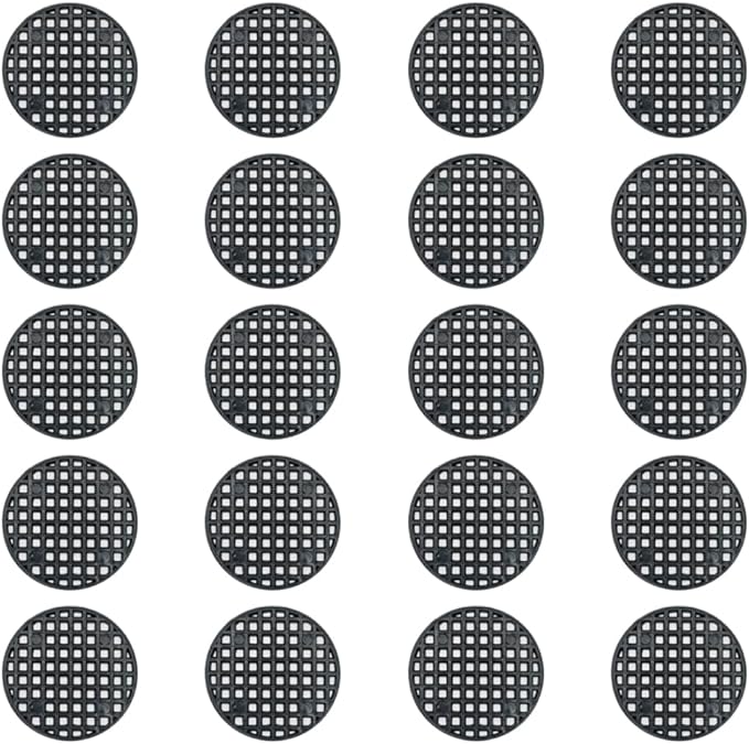 HAHIYO 20PCs 2.6Inch/6.5cm Black Round PP Plastic Flower Pot Hole Mesh Pad Bottom Grid Mat Bonsai Drainage mesh Hole Screens Gasket Prevent Soil Loss Breathable Gasket Drainage Netting for Bonsai