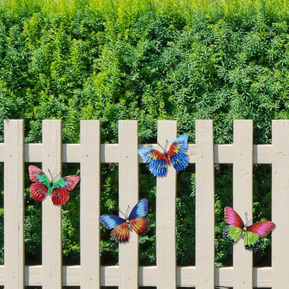 dreamskip 4 Pack Metal Butterfly Wall Decor Art, Metal Colorful Butterflies Outdoor Wall Art, Hand Craft Outdoor Wall Decor For Garden, Fence, Patio, Yard, Living Room, Bedroom