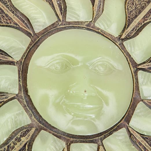 Bits and Pieces - Sun Garden Stone - Glowing Sun in The Dark; Garden Décor - 25cm Diameter, Polyresin, Yellow