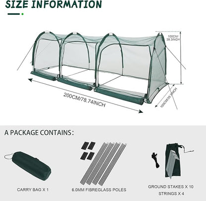 Flexible Net Grow Tunnel - Garden Greenhouse Plant Mesh Covers Growhouse Cloche for Protecting Fruit Vegetables Plants Cultivation from Animals (3M)