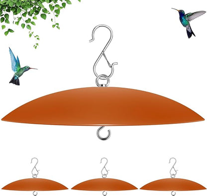 13" Hummingbird Feeder Shade Cover,Bird Feeder Dome Rain Guard,Smart Bird Feeders Umbrella,Squirrel Proof for Shepherd's Hook Outdoors (Terracotta), 4 Pack