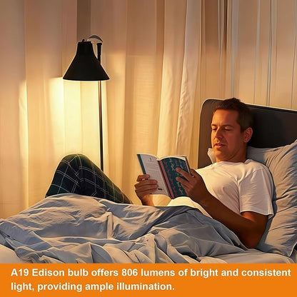 Vinaco A19 Dimmable LED Bulb 2700K Warm White, 4 PCS A19 Edison Bulb, 8W Equal 60W Clear Light Bulbs, Long Lasting 806LM Edison Bulbs E26 LED CRI85+ for Living Room, Chandelier