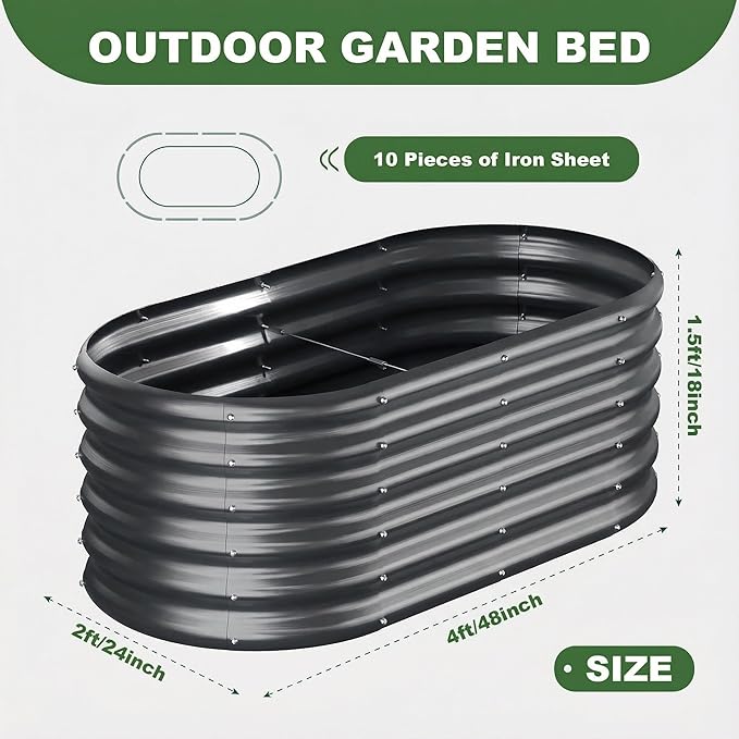 AHEONLAR 3 Pack 4×2×1.5ft Galvanized Raised Garden Bed Outdoor, Sturdy Planter Boxes for Vegetables, Fruits, Flowers and Plants, Easy Assembly, Grey