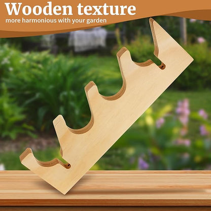 Beeveer 2 Pairs Pine Wood Garden Tool Organizer Wall Mount Garage Shed Yard Organization Racks Horizontal Garden Tool Holder for Wall Shovels Rakes Long Handled Objects Storage, 8 Slots in Total