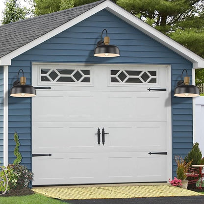 Outdoor Barn Light Hammered Barn Light, Farmhouse Exterior Wall Mount Light Vintage Wall Lighting Fixture Industrial Sconce Lantern for Porch, Entryway, Garage, Black, 2 Pack